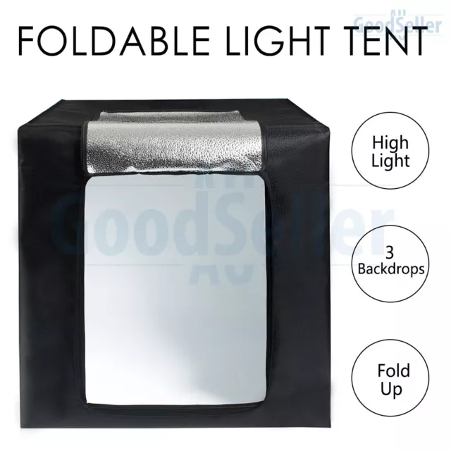 45/64/80CM LED Light Room Photo Studio Lighting Tent Kit Cube Soft Box+Backdrops 2