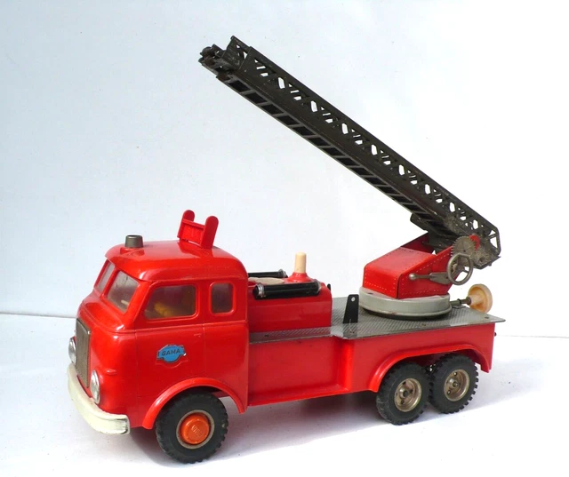 Joustra - Camion Bernard Pompier avec nacelle, jouet mécanique, bel