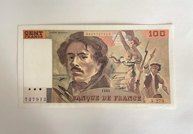 Ancien Billet De Banque De 100 Francs " Delacroix "