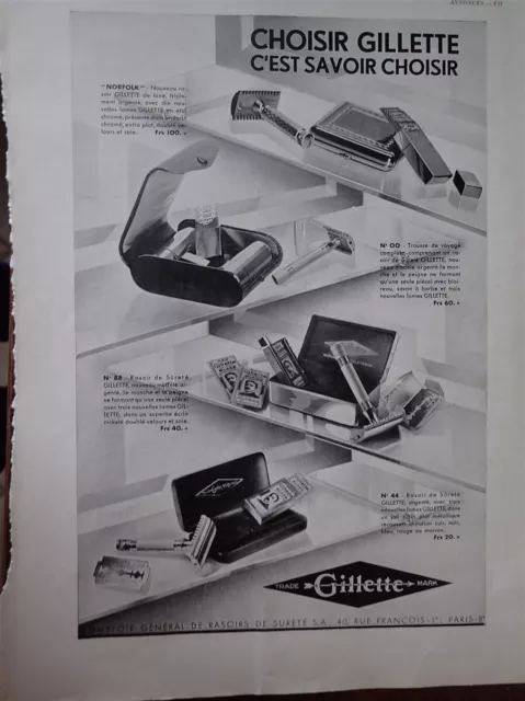 GILLETTE Safety Shavers Advertising Paper ILLUSTRATION 1933