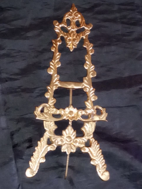Vintage 6.5" Ornate Brass Picture Easle Display Plate Stand~ Photograph~Sign