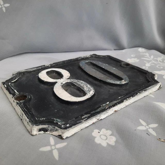 Cast Iron French House Number 80 Wall Door Plaque Plate - Large & Heavy