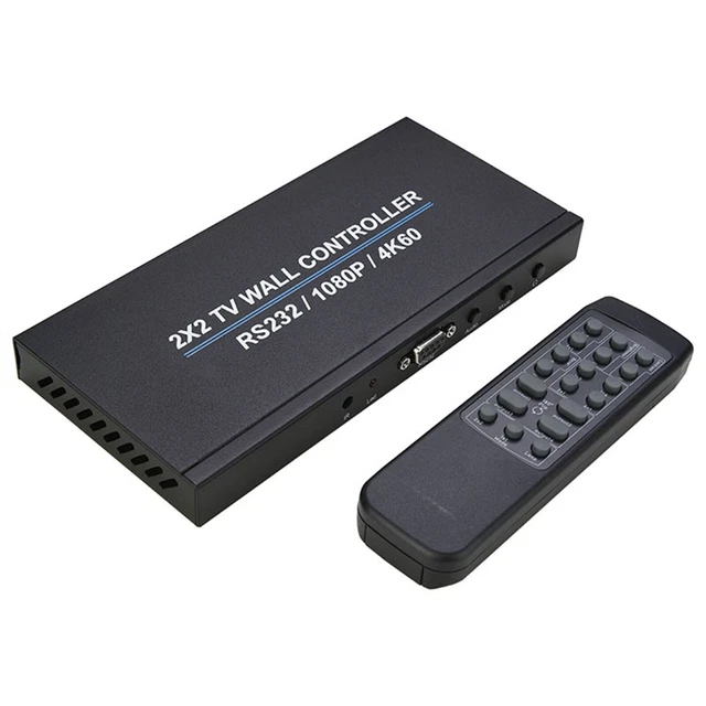 RS232/1080P/4K60 2X2 TV Wall Controllers with Power Adapter and Remote ...