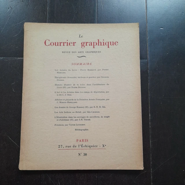 Le Courrier Graphique Revue Des Arts Graphiques N° 30 1947 Bonnard Deportation