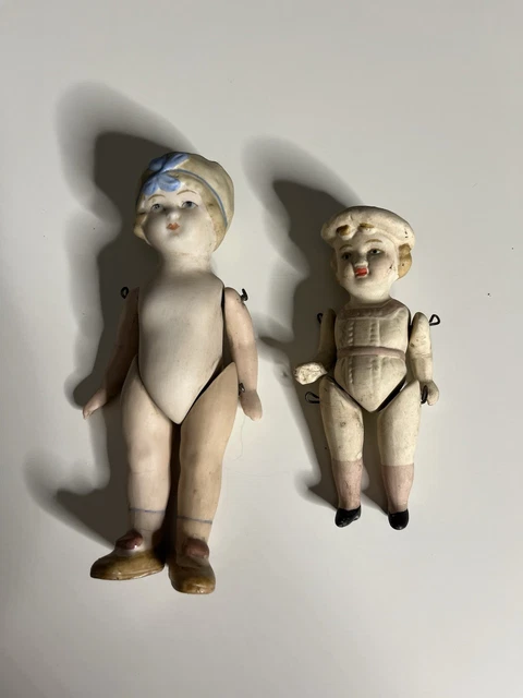 Mignonette ancienne, poupée allemande en porcelaine biscuit avec cheveux moulés, Allemagne, taille maison de poupée, 10,8 cm - 4,25 po. Fille blonde avec erreur - France