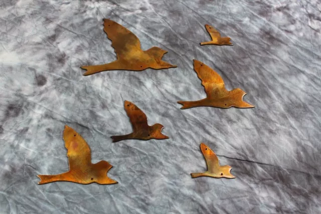 Flying Birds Copper/Bronze right facing Metal Wall Decor 2" x 2" to 4" x 6 in