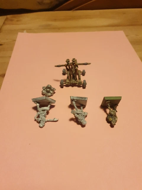 Undead screaming skull catapult & crew warhammer metal OOP 90s vintage skeleton