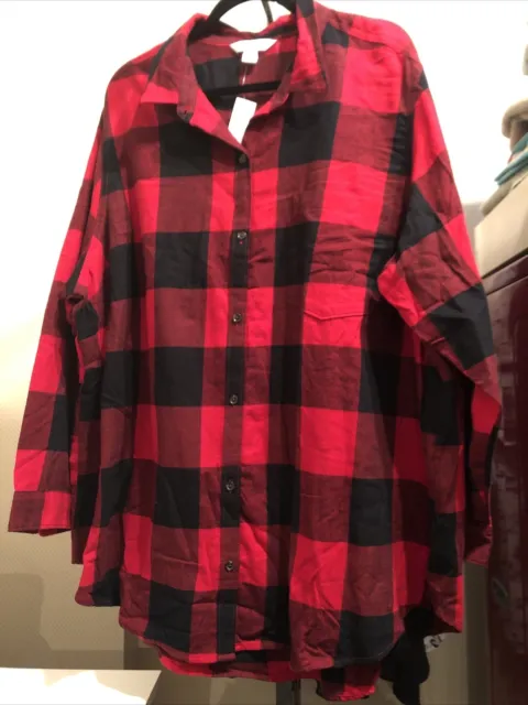 Red Buffalo Plaid Flannel Women’s Shirt Old Navy Size 4X