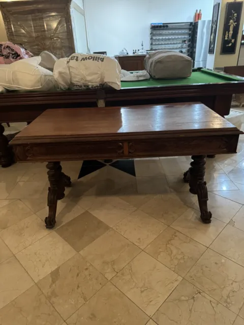 Antique Writing Desk with carved Panels & legs - Could be a side Console Table