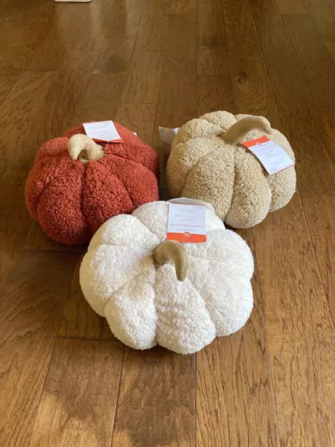 Pumpkin Sherpa Pillow U Pick Ivory-Orange-Tan Fall Pottery Barn Dupe New