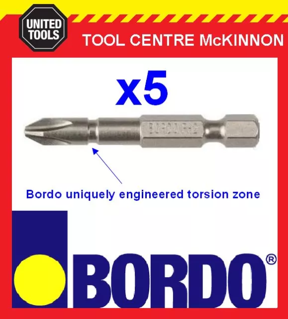 5 x BORDO IMPACT PH2 X 50mm POWER INSERT BITS – GREAT FOR IMPACT DRIVERS!