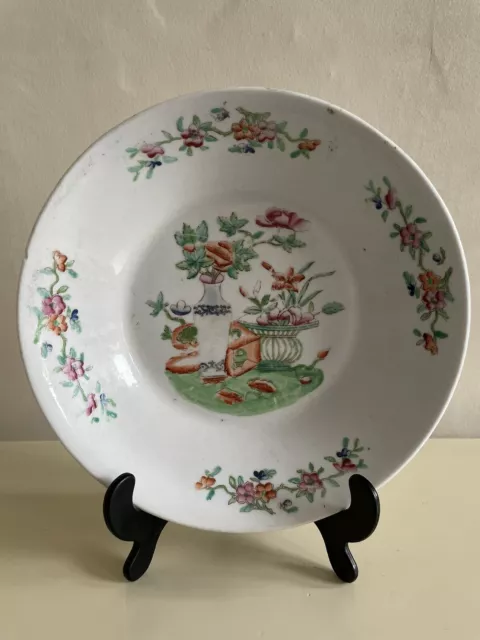 Antique 19th C English Chinoserie Early Porcelain Plate Bowl Precious Objects