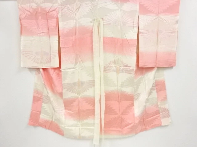 82281# Japanese Kimono / Antique Hitoe Juban / Crane