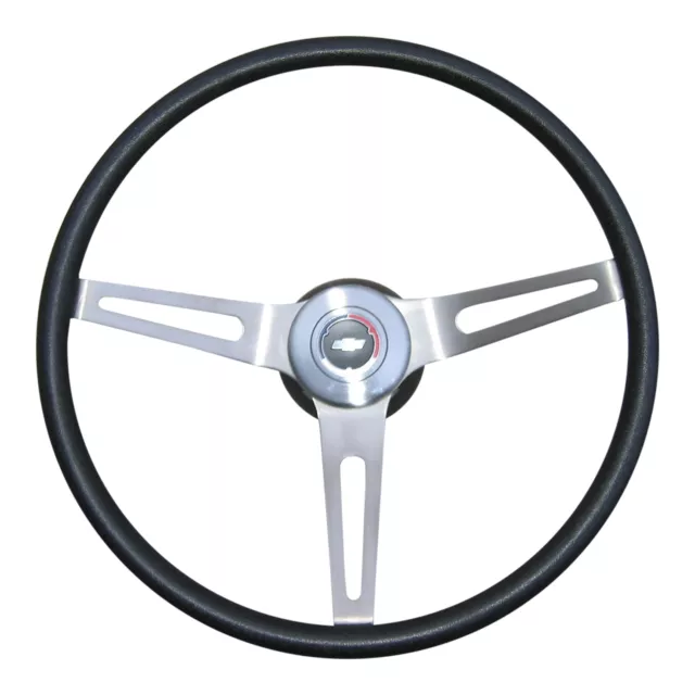 1967 1968 Chevelle Cushion Grip 3 Spoke Steering Wheel  Black