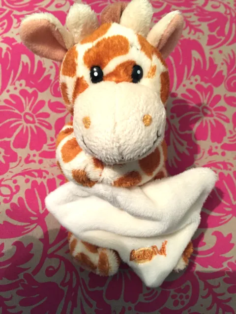 A # Peluche Doudou Girafe BABY'NAT BABYNAT Couverture  Mouchoir Blanc 18 CM