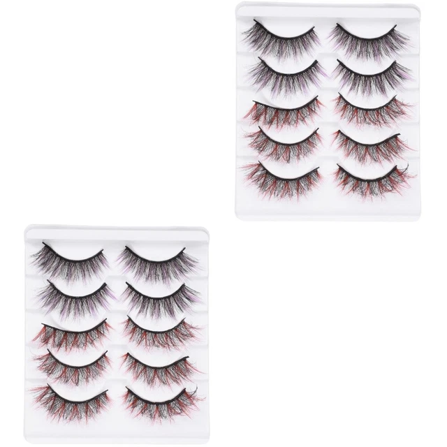 10 paires cils colorés fausses cils de vison cosplay colorés moelleux pour f