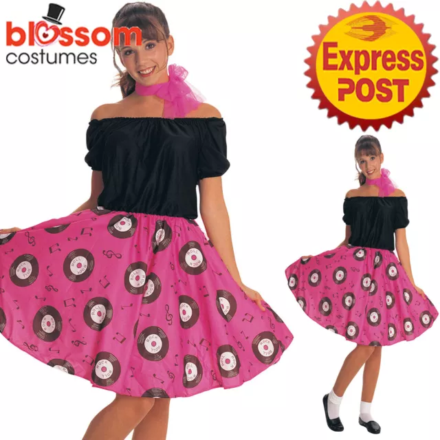 CA1320 Ladies 50s Grease Poodle Costume Rock n Roll 1950s Retro Rockabilly Dress