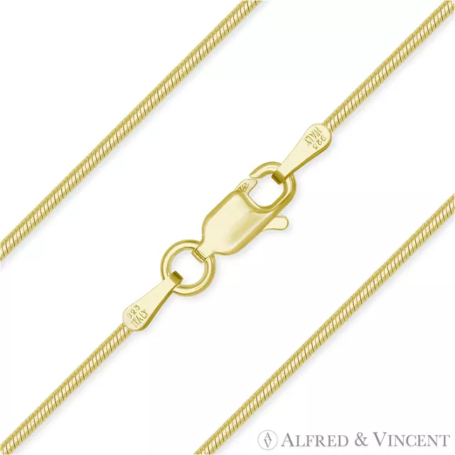 1mm Thin Snake Link Chain Necklace in 14k Yellow Gold-Plated 925 Sterling Silver