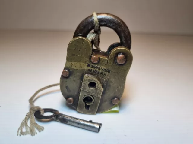 Vintage Brass Padlock Collectable; With Key; Working