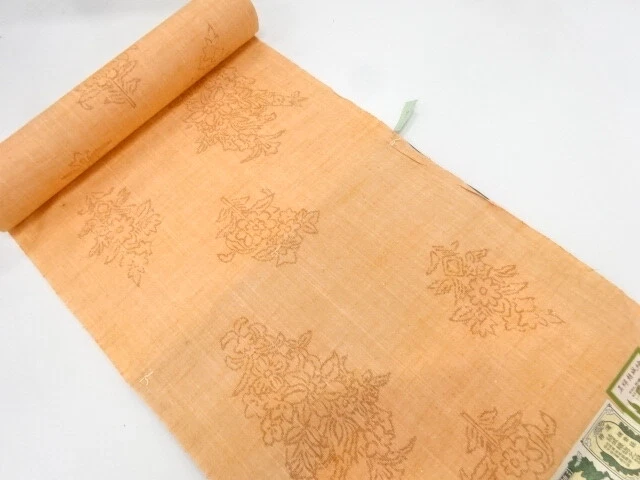 6573465: Japanese Kimono / Antique Bolt For Kimono / Tsumugi / Woven Flower