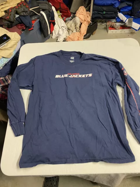Vintage Columbus Blue Jackets Lee Sport Long Sleeve Shirt NHL Hockey Adult Sz XL