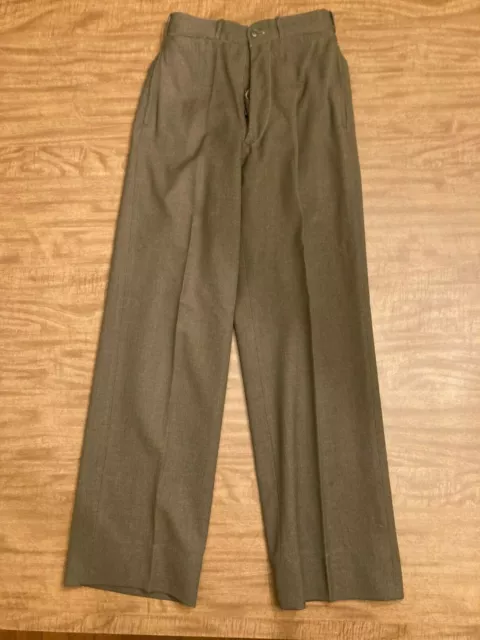 Vintage WWII US Army Button Fly Trousers Wool Military Uniform Pants Size 26x31