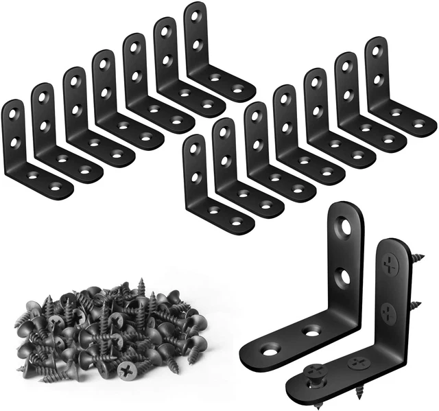 L Bracket Stainless Steel Corner Brace 16 Pcs 1.57X1.57 Inch Joint Right Angle B