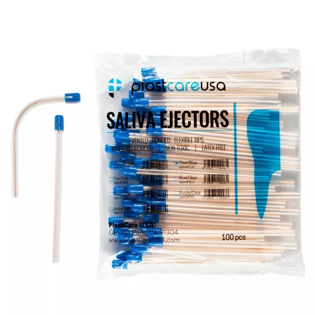 400 Saliva Ejectors Ejector CLEAR/BLUE Dental Mouth Suction Tips (4 Bags)