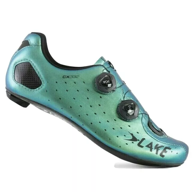 Men's SPD Road Cycling Shoes Lake CX332 CFC Carbon Chameleon Green EU 40