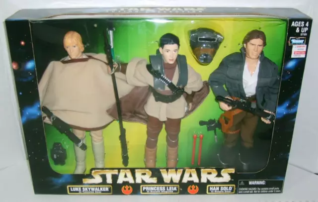 STAR WARS 12" Deluxe 3 Figure Set Luke Skywalker, Leia Hans Endor BRAND NEW!