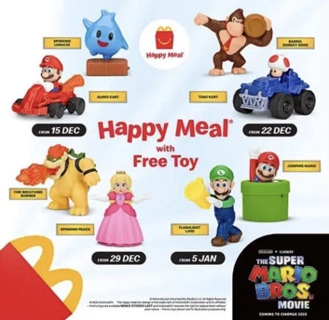 MCDONALDS THE SUPER Mario Bros Movie 2023 Happy Meal Toys Complete Set