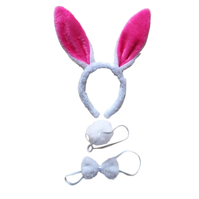 3 pz costume da coniglio orecchio di coniglio fascia fronte cosplay piccolo bianco