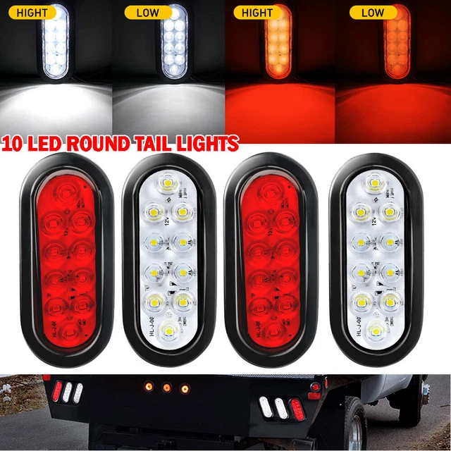 6" 10 LED Round Tail Lights Rear Stop Brake Light Car Truck High Low Brightness