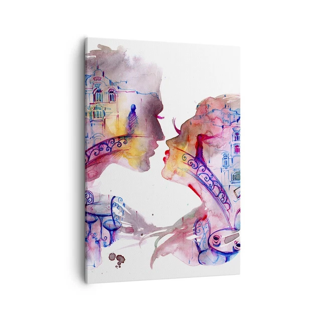 Quadro su Tela 150x100cm Stampe da Parete polvere donna uomo amore Grandi Decorazione Murale Camera da Letto Cucina Set 5 pezzi Quadri Moderni Soggiorno Grafica Immagini Wall Art Canvas EG150x100-3102