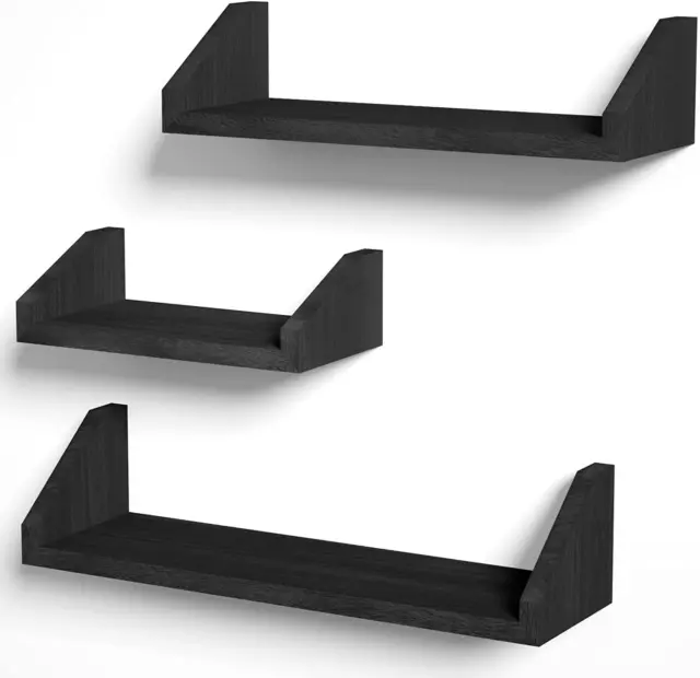 Floating Shelves Wall Mounted Set of 3, Solid Wood Wall Shelf Display Ledge Stor