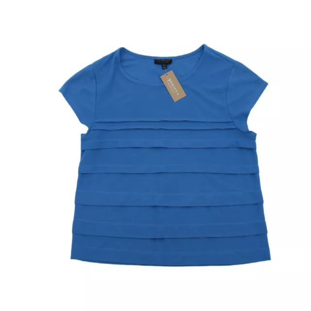 Topshop Women's Top UK 12 Blue 100% Other Short Sleeve Basic