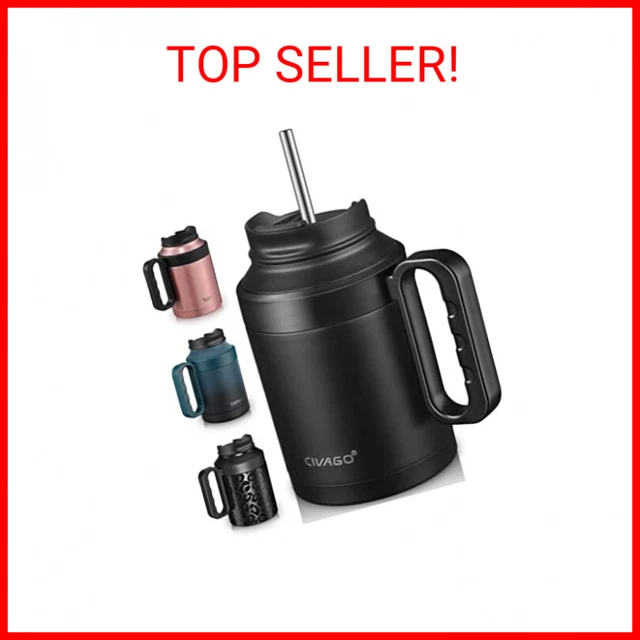 CIVAGO 50 oz Insulated Tumbler Mug with Lid and Straw, Vacuum Travel Coffee Mug