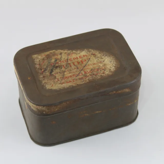 Vintage Box Of Tin Protections Fiop Gauze Pharmacy France C.1920
