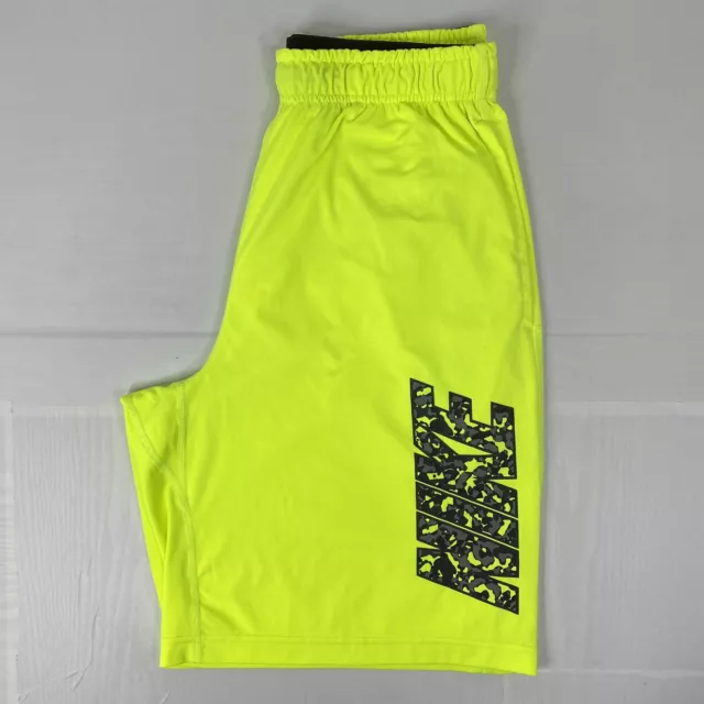 Nike Boys Active Shorts sz M Bright Green Dri Fit Elastic Waist Drawstring