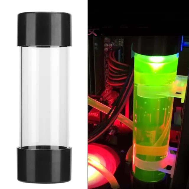 Transparent Cylindrical Computer Water Cooling Water Tank 150MM With G1 / 4 QCS