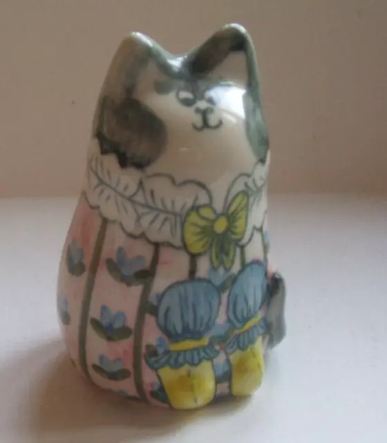 3½" Joan De Bethel Rye Pottery Hand Painted  Cat  Free Post Cinque Ports Pink