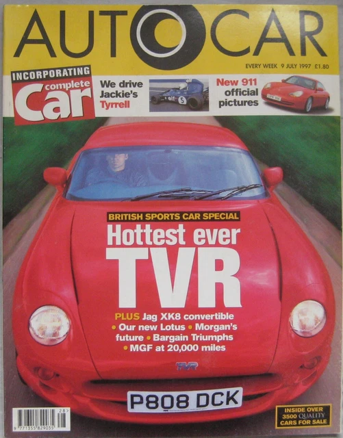 AUTOCAR 9 JULY 1997 featuring TVR Cerbera, Tyrrell, Jaguar, Morgan ...