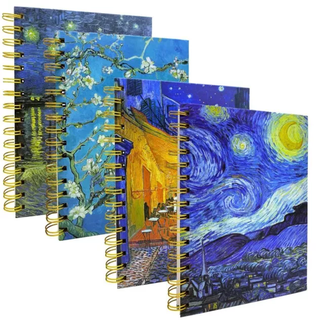 4 Pcs 5.8*8.26 Inch A5 Hardfaced Coil Notebook A5 Hard Faced Notebook  Office