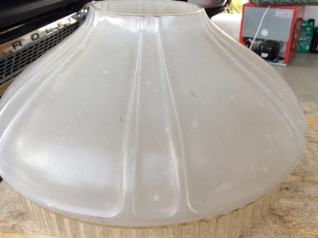 10" Glass Oil Lamp Shade Glade Satin White Top Clear Crystal Panel fAladdin 3