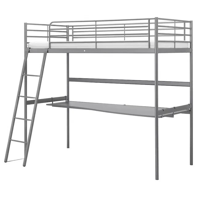 SVARTA IKEA LOFT Bed with Desk Bunk Bed Grey Metal frame