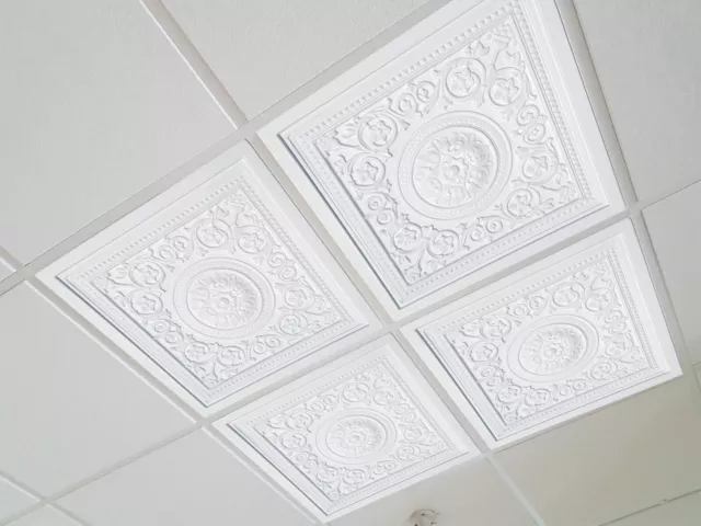 Washable PVC Ceiling Tiles 2' x 2' Lay-in Tile Mold Free, Majesty White Washable PVC Ceiling Tiles 2' x 2' Lay-in Tile Mold Free, Majesty White