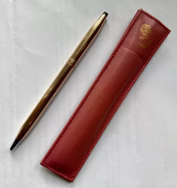 Vintage Ladies Cross Gold Ballpoint Pen Roses & Sheath Century Classic