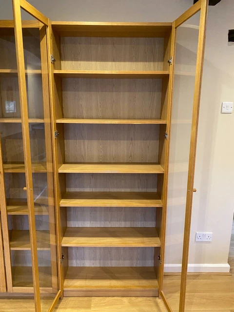 IKEA BILLY BOOKCASE with glass doors x 2 £149.00 - PicClick UK