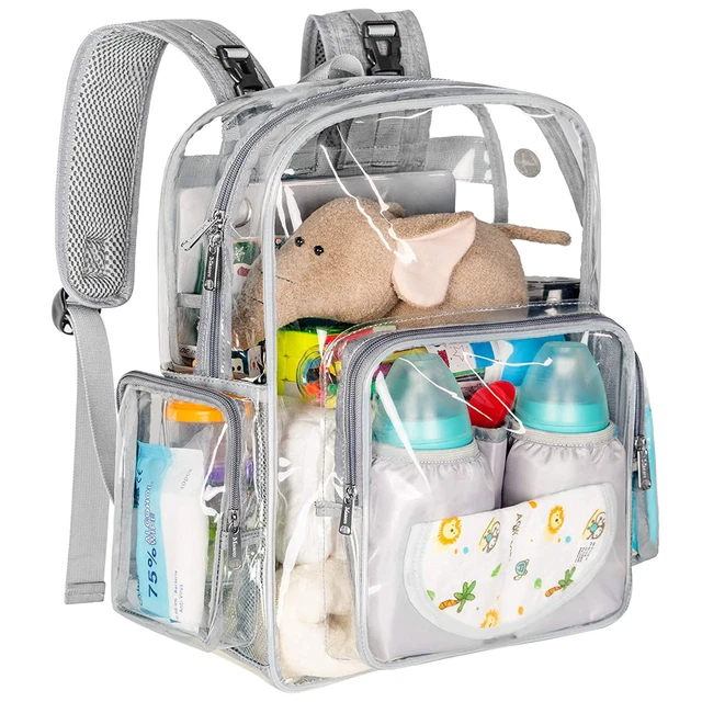 Diaper Bag Backpack, Clear Baby Bag Heavy Duty Transparent Backpack for Girls Bo