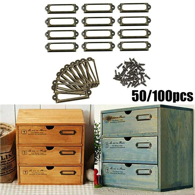 Porta Etichette Metallici 50 Pezzi - Ottone Antico Per Mobili - Foto 1
